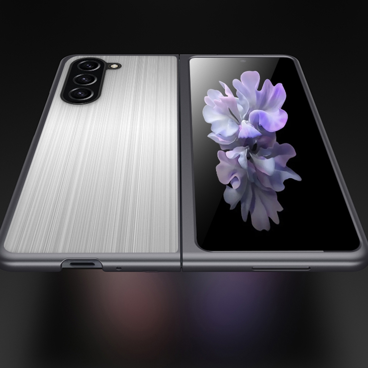 Backcover, Samsung, Design Galaxy Silber Edelstahl Z Hülle, Fold5 5G, WIGENTO