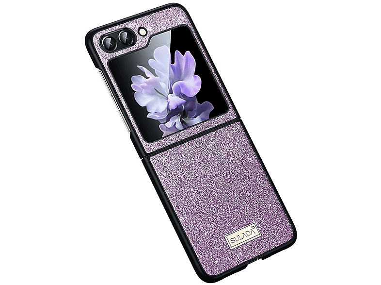 WIGENTO Stoßfeste Samsung, 5G, Z Galaxy Design Premium Case Kunstleder Backcover, Cover, Flip5 Hülle Rosa