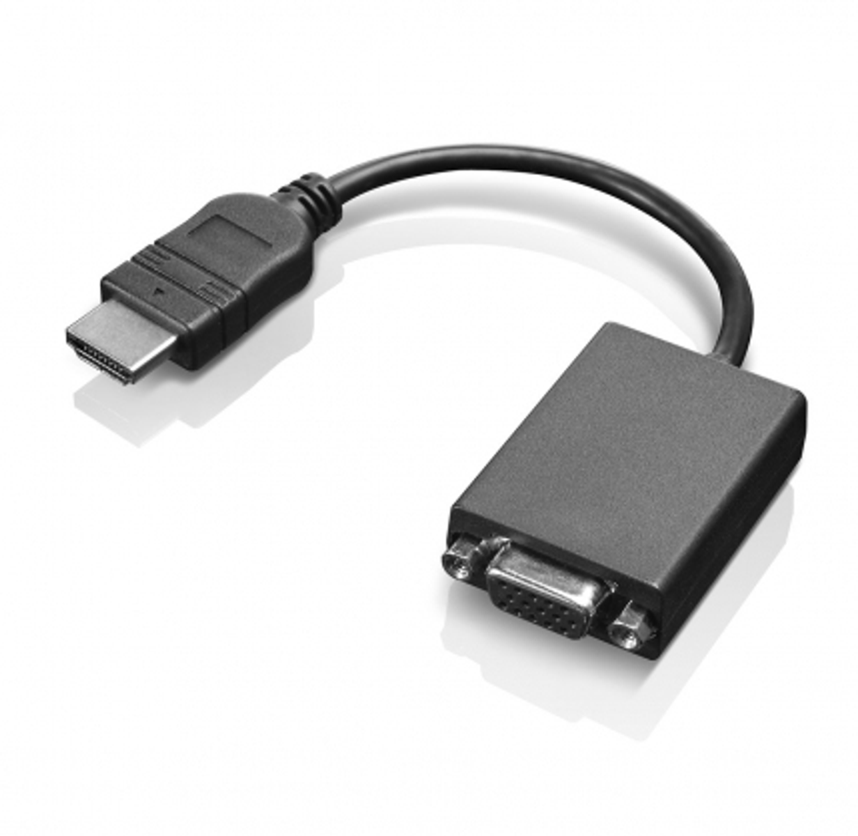 Czarny adapter HDMI na VGA z czarnymi złączami.