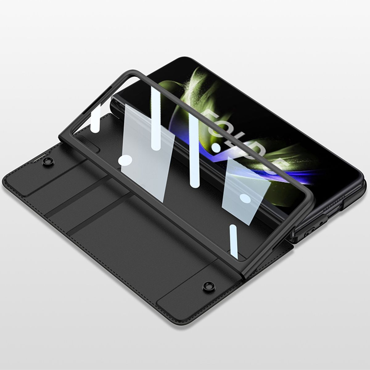 WIGENTO Design Kunstleder Hülle mit Fold5 Samsung, 5G, Z Brau Backcover, Galaxy Stifthalterung