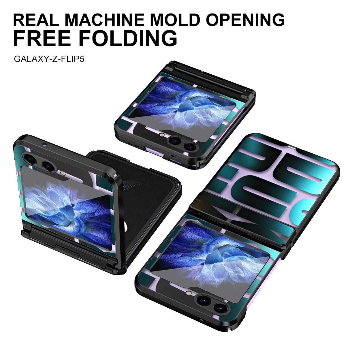 Samsung, WIGENTO Backcover, Z Hülle, Schwarz Design Flip5 Kunststoff Galaxy 5G,