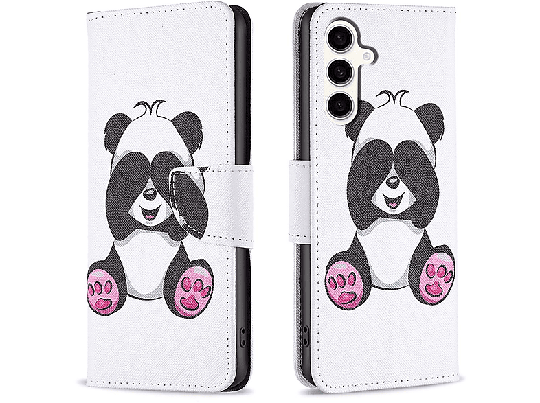 Bookcover, Druck Fach, WIGENTO Weiß Motiv Case Samsung, Kreditkarten Etuis FE, Muster Book Galaxy S23 mit &