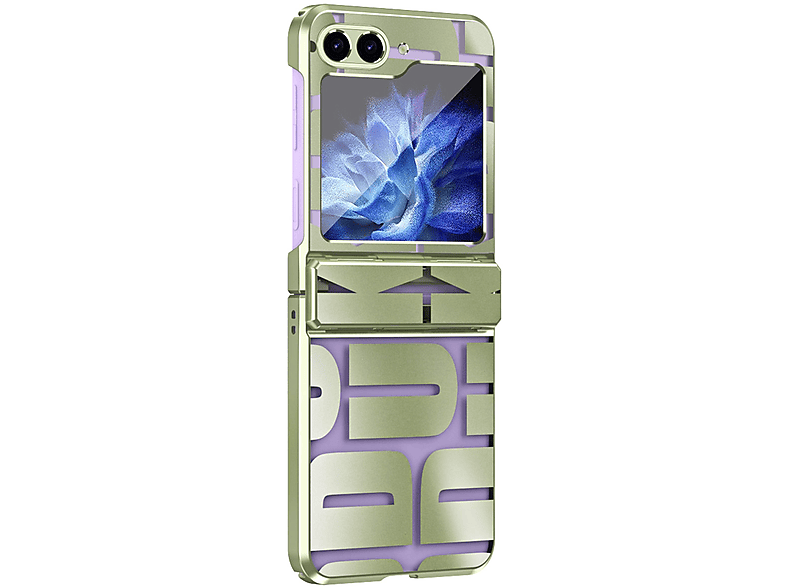 WIGENTO Design Electroplating Z 5G, Flip5 Samsung, Hülle, Backcover, Grün Galaxy
