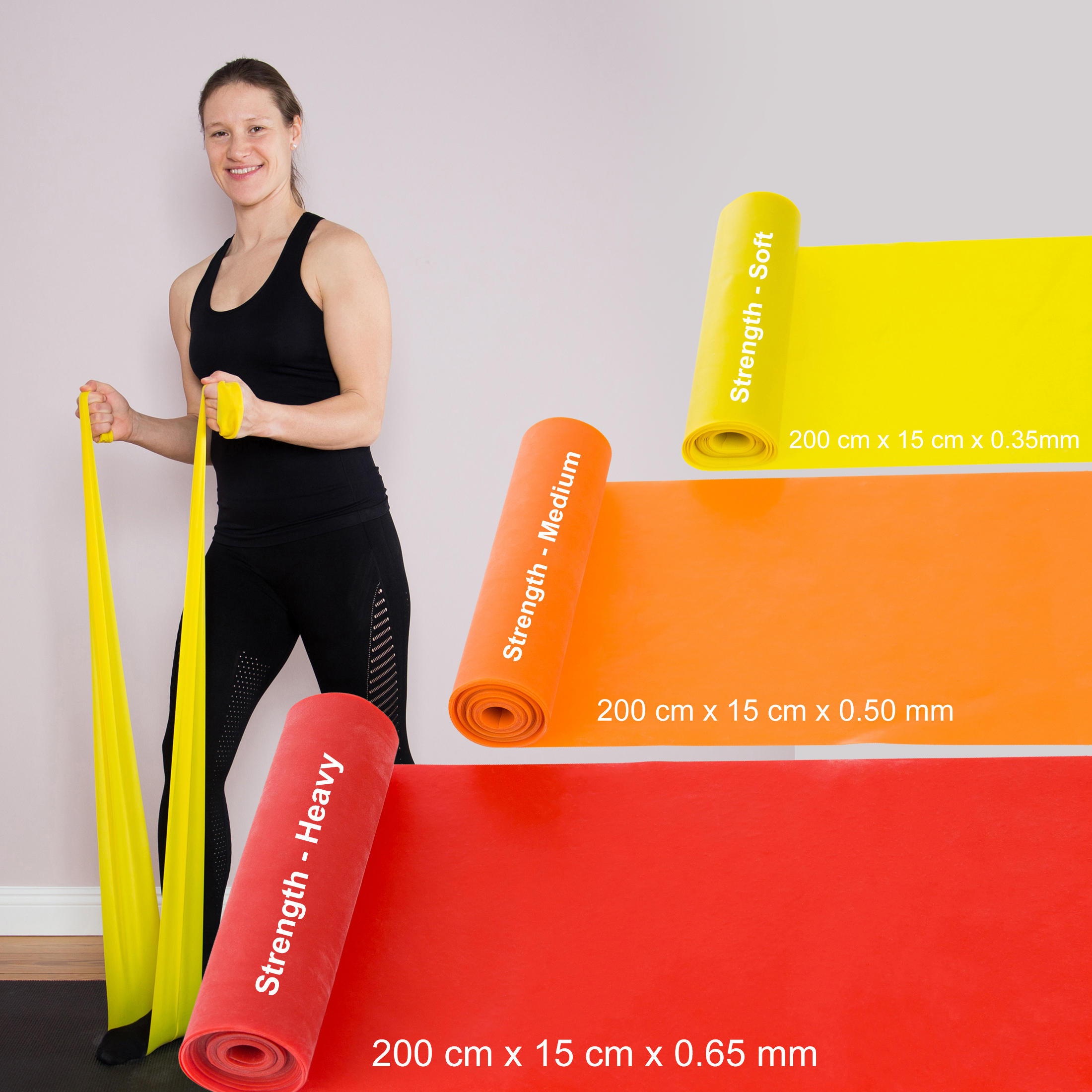 Gelb Elastische Krafttraining zuhause Fitnessband ZOOMYO Widerstand, für unterschiedlichem Trainingsband Stretchband, mit elastisches
