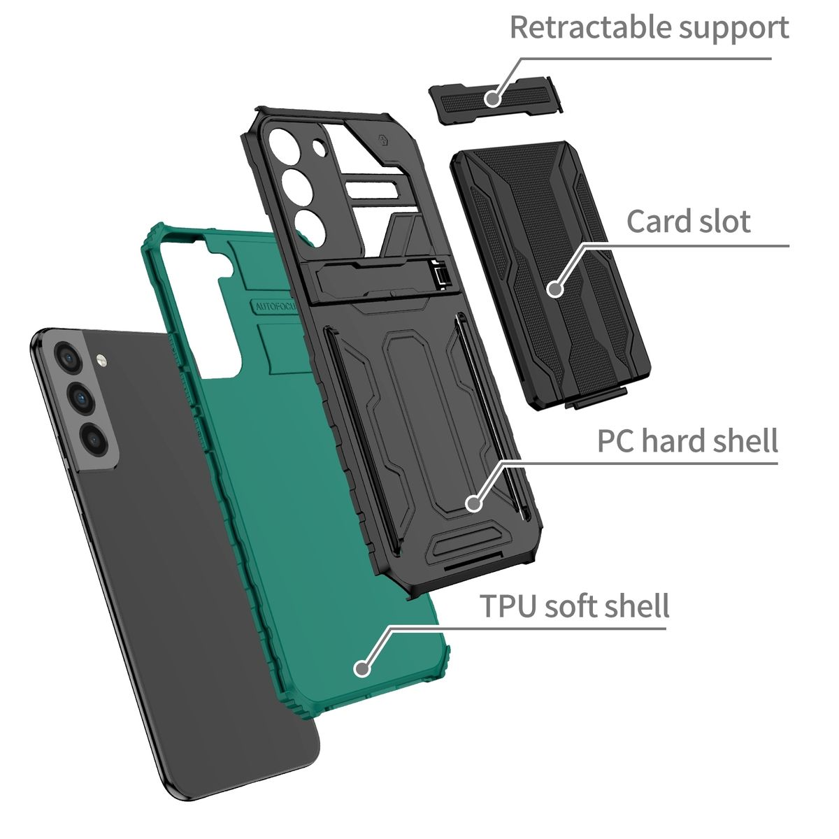 Kartenfach, Galaxy Samsung, WIGENTO Grün Shockproof Backcover, Armor 5G, mit A54 Hülle