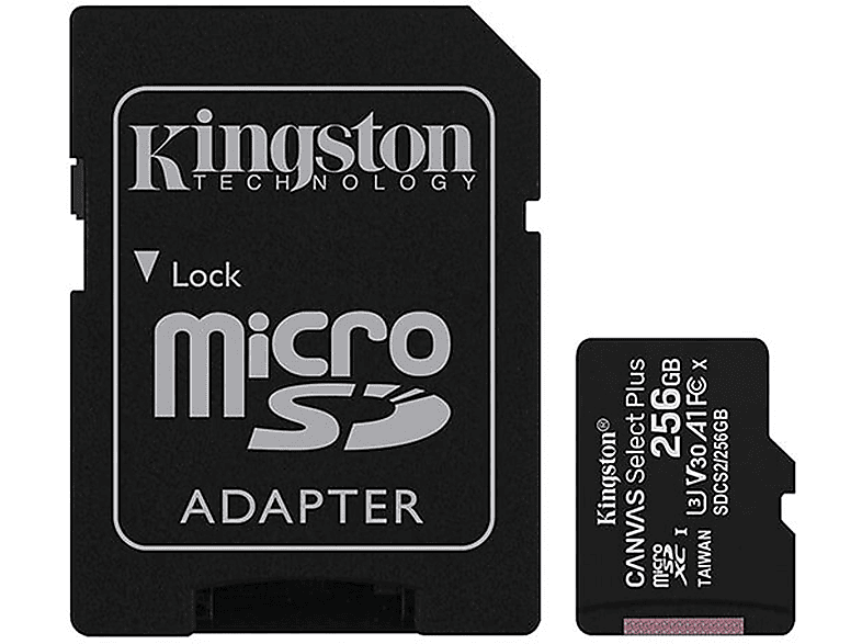 KINGSTON SDCS2/256 GB, Micro-SD Speicherkarte, 256 GB, 100 MB/s