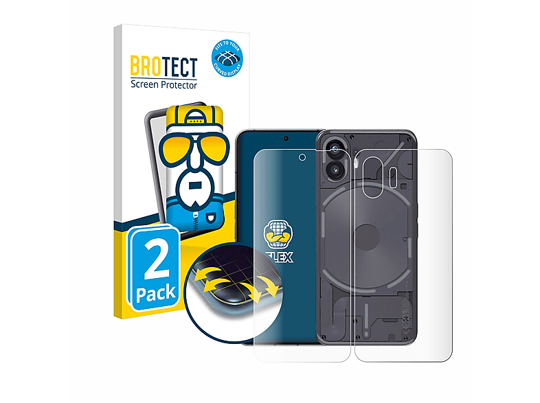 BROTECT 2x Flex Full-Cover 3D Curved Schutzfolie(für Nothing Phone (2))