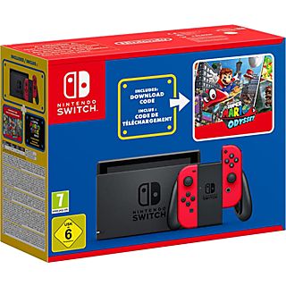 Consola - NINTENDO Switch con mandos Joy-Con Rojos, 32 GB, Negro