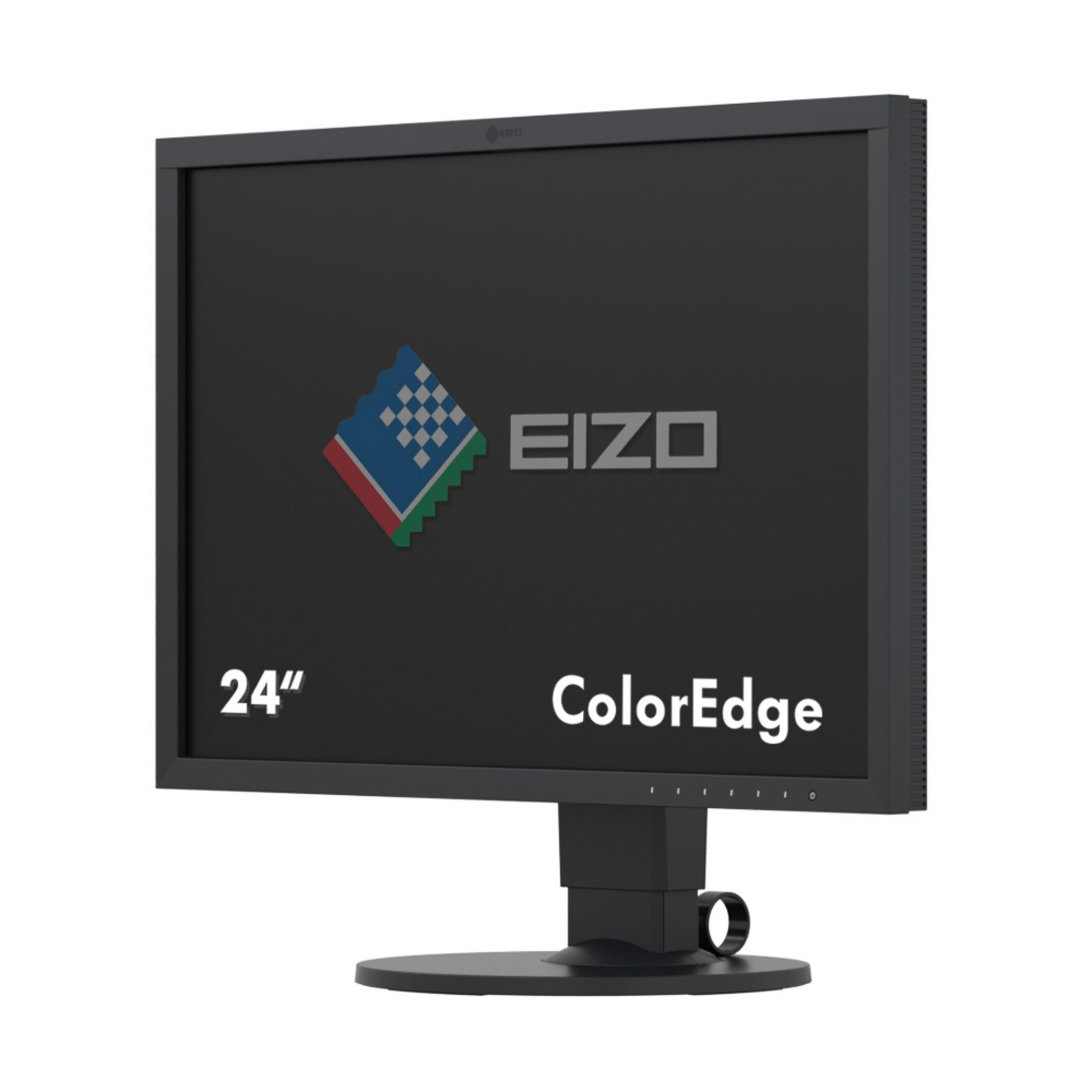 Monitor EIZO nero con il logo 'ColorEdge'. Lo schermo è nero.