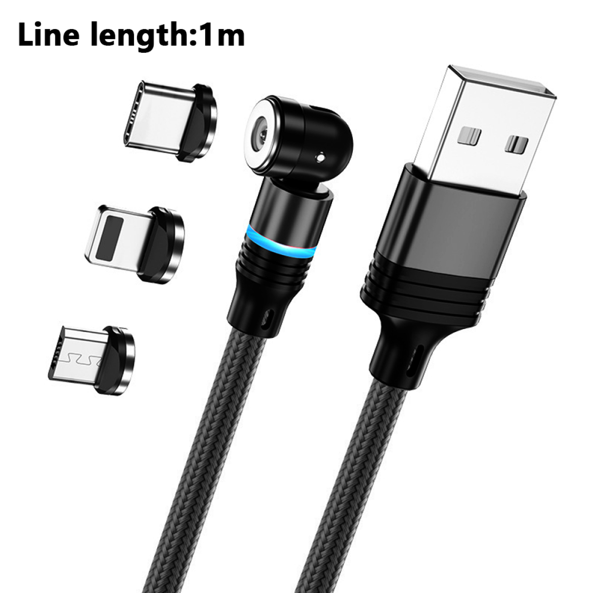 YKZ Magnet-Ladekabel 3-in-1 [2M+1M] – Schnellladung & Datenübertragung Für Typ C, Micro USB & I-Products | Mit 7-Pin, LED-Licht & Aufbewahrungsbox