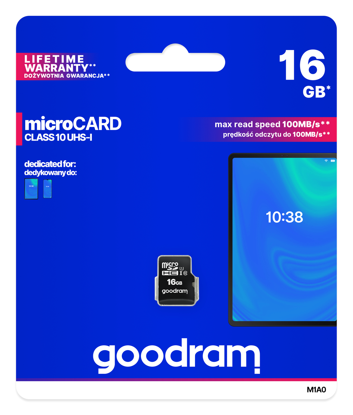 Micro-SD, MB/s SDHC, GOODRAM Micro-SDHC, M1A0-0160R12, 16 Speicherkarte, GB, SD 100