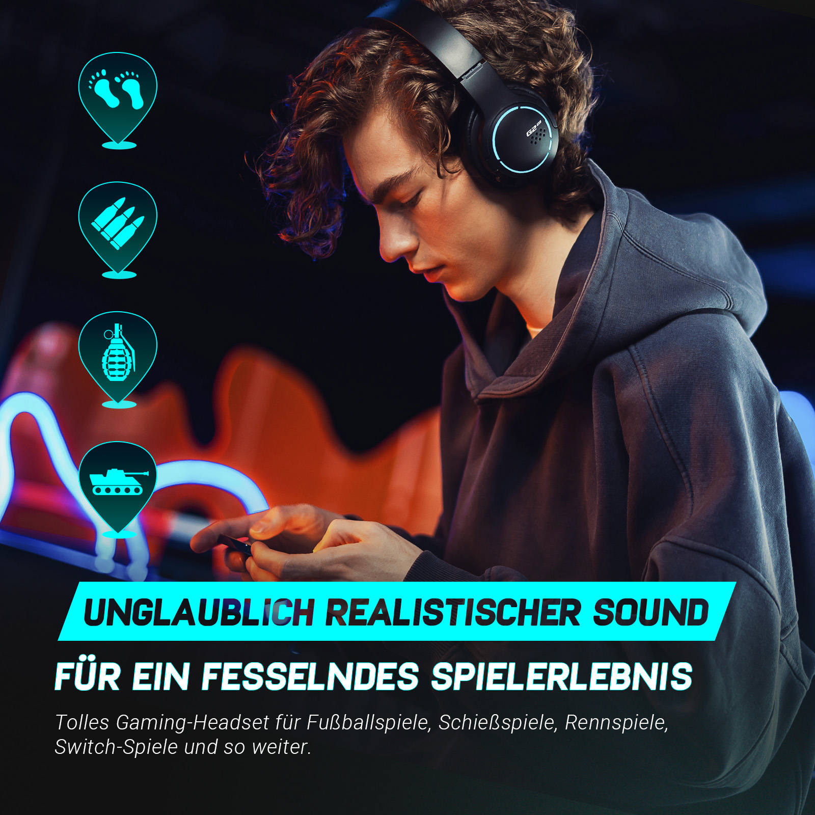 Bluetooth Bluetooth-Kopfhörer Schwarz Over-ear EDIFIER G2BT,