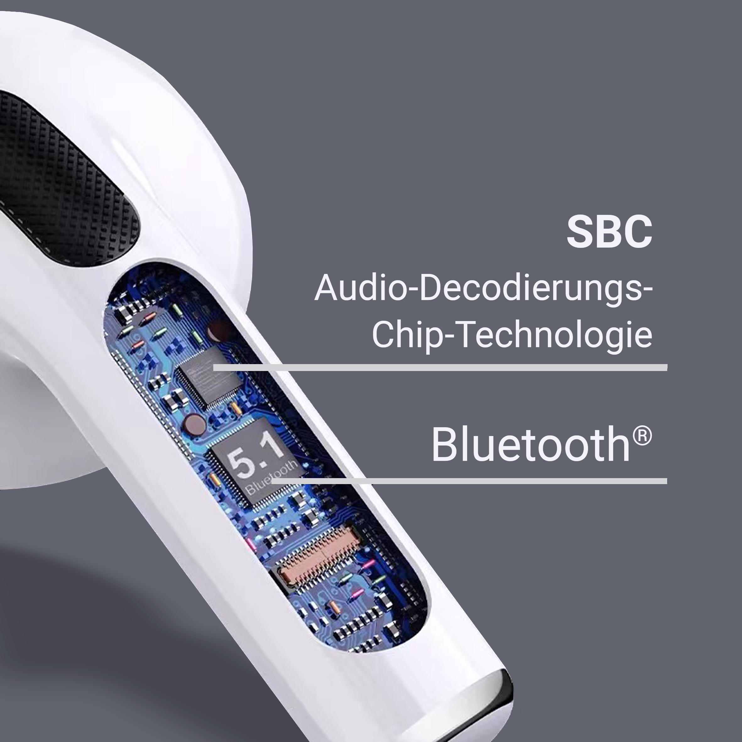 mit In-ear Bluetooth Akku, & KHB XORO 5.0, Bluetooth 30 In-Ear-Kopfhörer XORO Kopfhörer integriertem Kabelloser Ladebox separater White