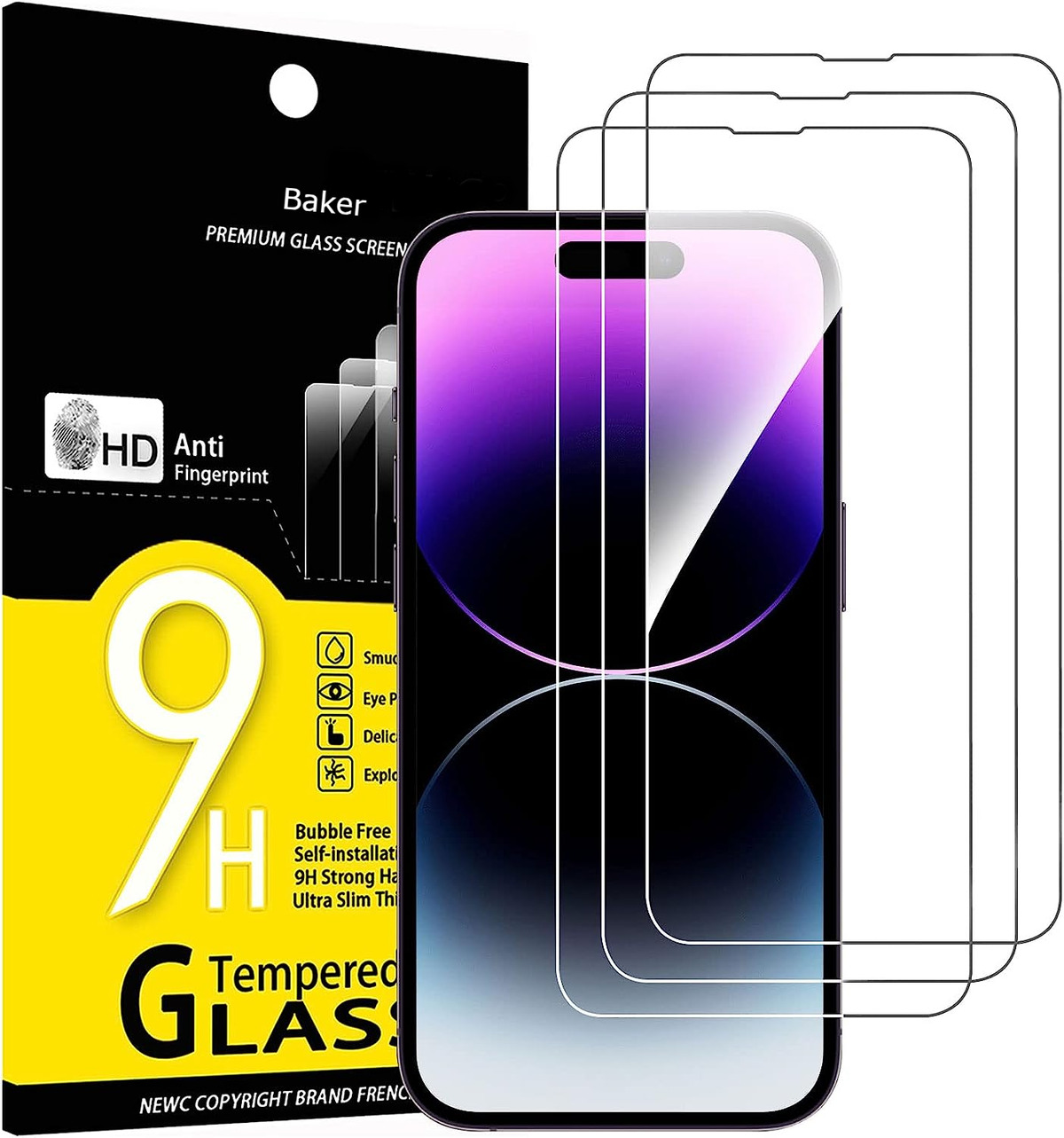 BAKER 3 Stück iPhone 9H Glas von für Härte, Mini) 12 Mini Frei Displayschutzfolie Schutz (5,4\