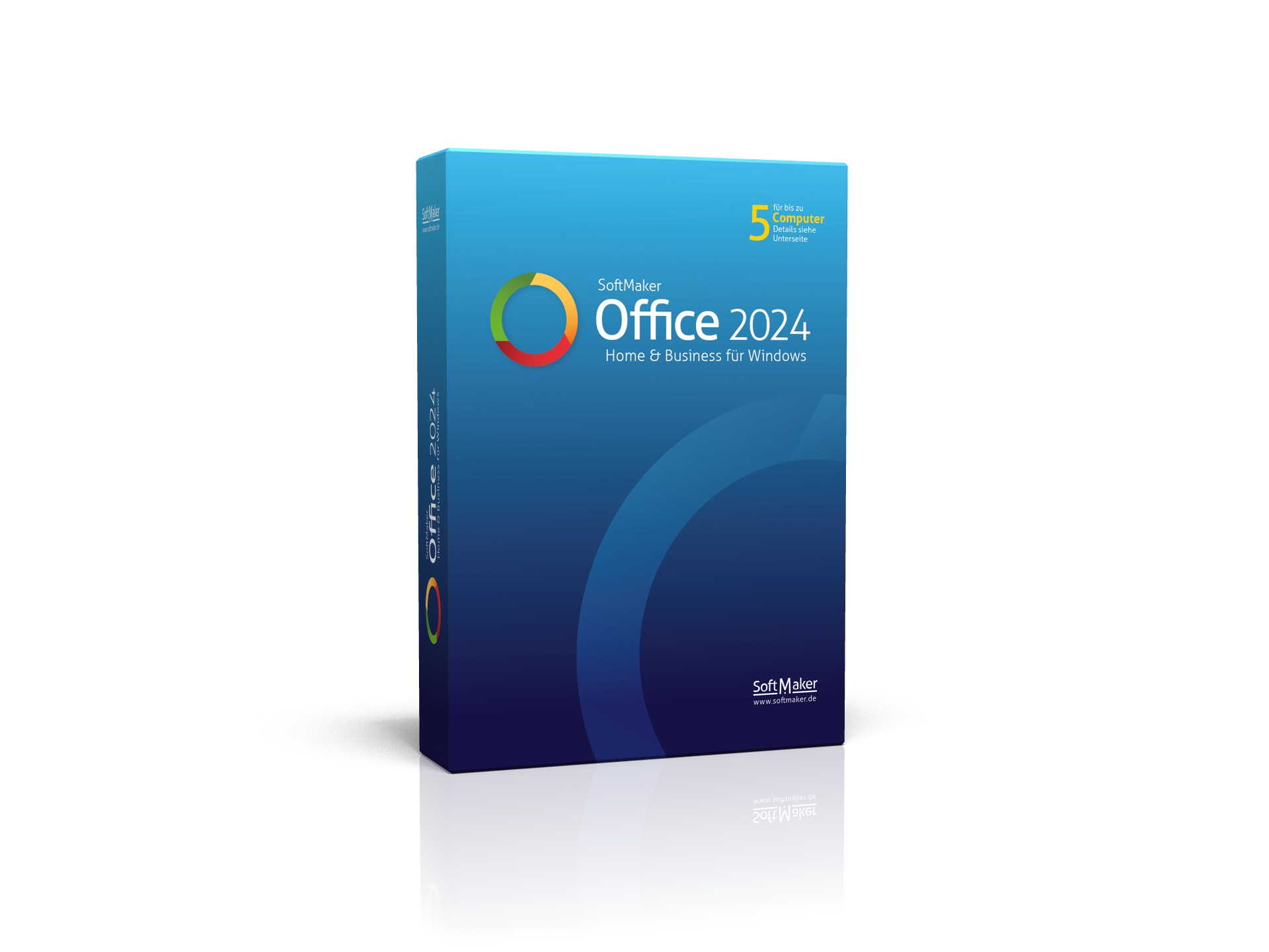 Eine Softwarebox für SoftMaker Office 2024. Sie hat einen blauen Farbverlauf und den Text Office 2024.