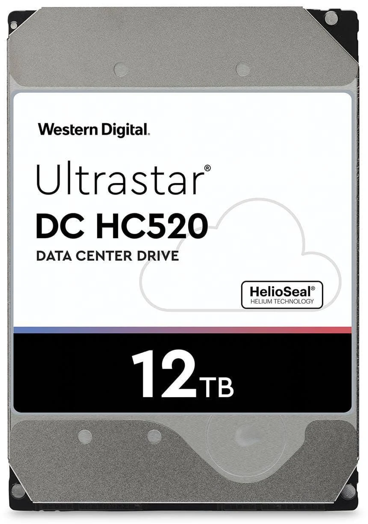 Dysk centrum danych Western Digital Ultrastar z etykietą 12 TB.