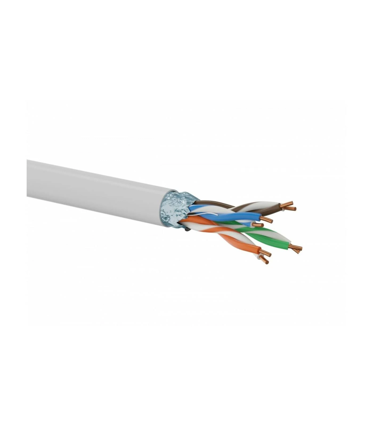 Biały kabel z wieloma kolorowymi przewodami na końcu. Izolowany na białym tle.