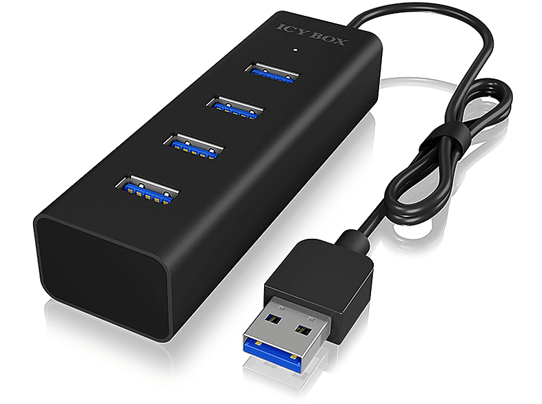 USB, IB-HUB1409-U3, Schwarz Hub BOX ICY