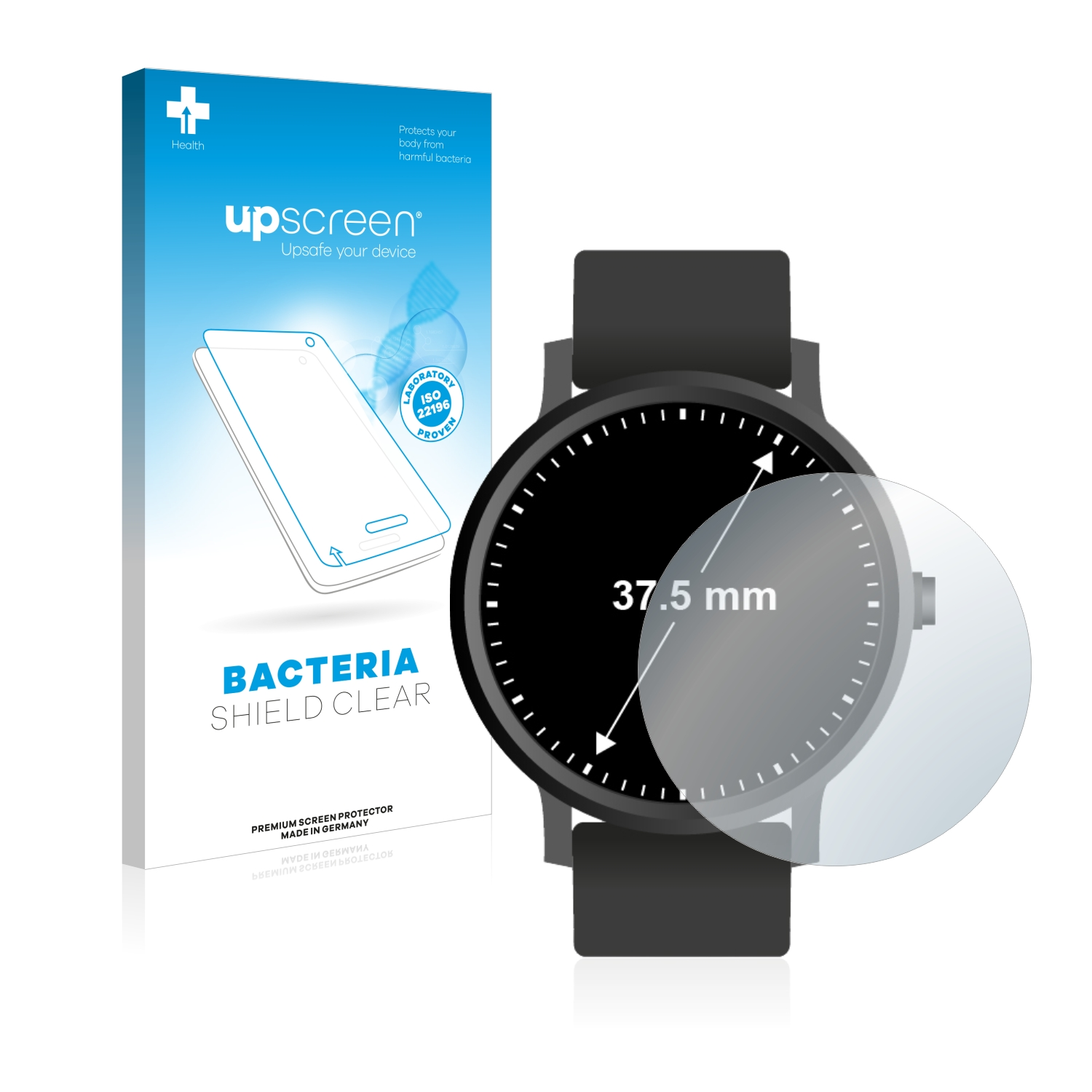 Schutzfolie(für Armbanduhren UPSCREEN 37.5 mm)) (Kreisrund, antibakteriell ø: Universal klare