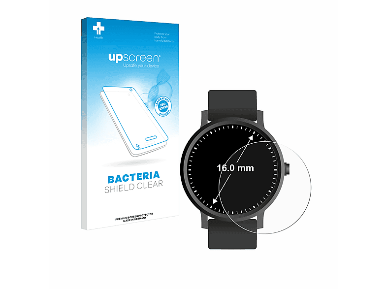 UPSCREEN antibakteriell klare Schutzfolie(für Universal Armbanduhren (Kreisrund, ø: 16 mm))