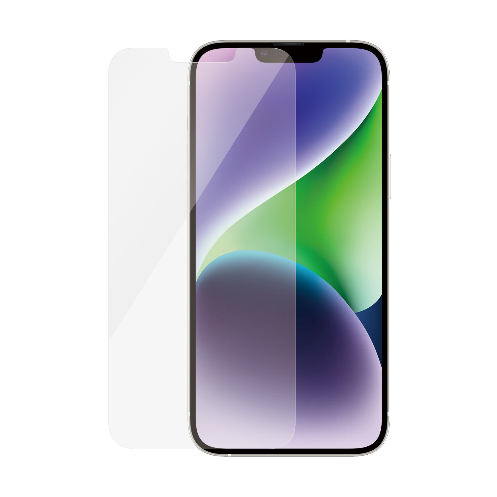 Telefon i ochrona ekranu. Telefon ma nowoczesny design, obok znajduje się szklana ochrona.