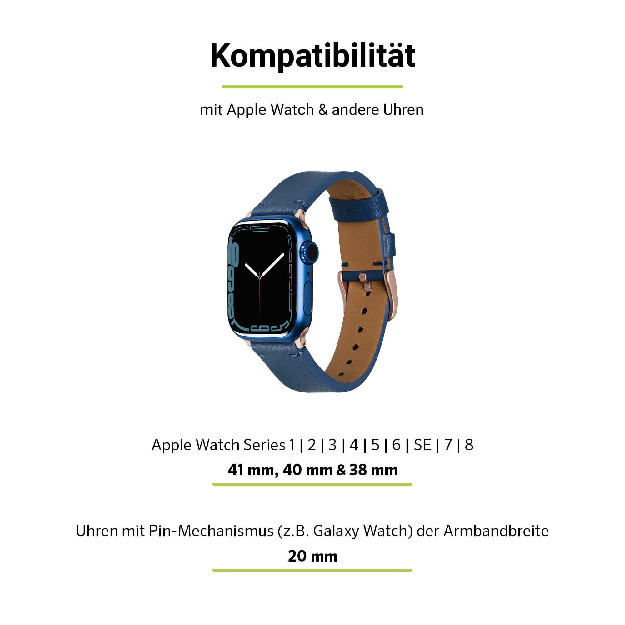 (41mm), ARTWIZZ Apple SE 9-7 Smartband, 3-1 (40mm), Leather, & Series Blau 6-4 Watch WatchBand (38mm), Apple,