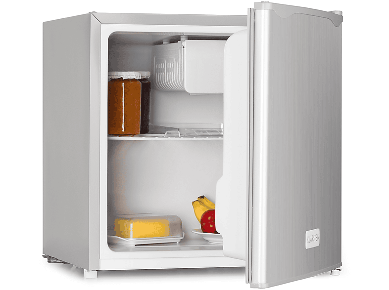 KLARSTEIN 50L1-SG Minibar Mini-Kühlschrank (E, 45 cm hoch, Silber-Metallic)