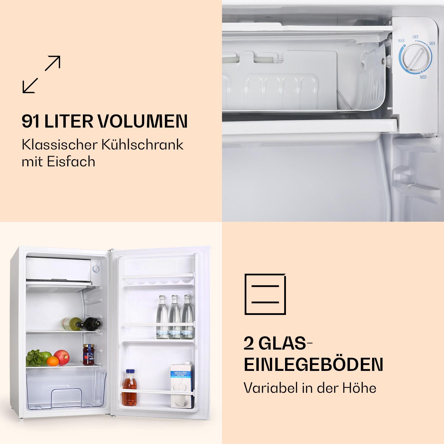 (F, Weiß) 83 cm hoch, 90L1-WH Mini-Kühlschrank KLARSTEIN