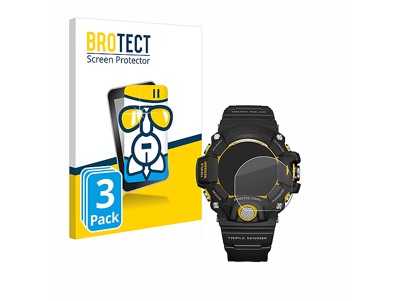 BROTECT 3x Airglass klare Schutzfolie(für Casio G-Shock GW-9400Y-1)