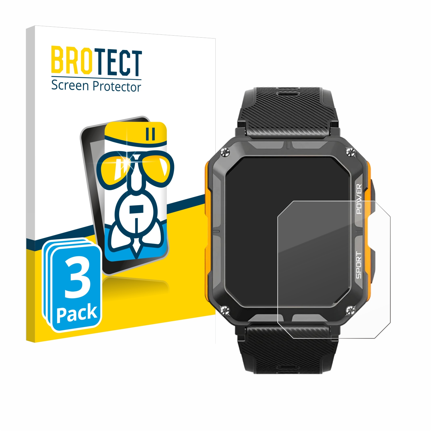 klare BROTECT The Gear Schutzfolie(für Indestructible Njord Smartwatch) 3x Airglass