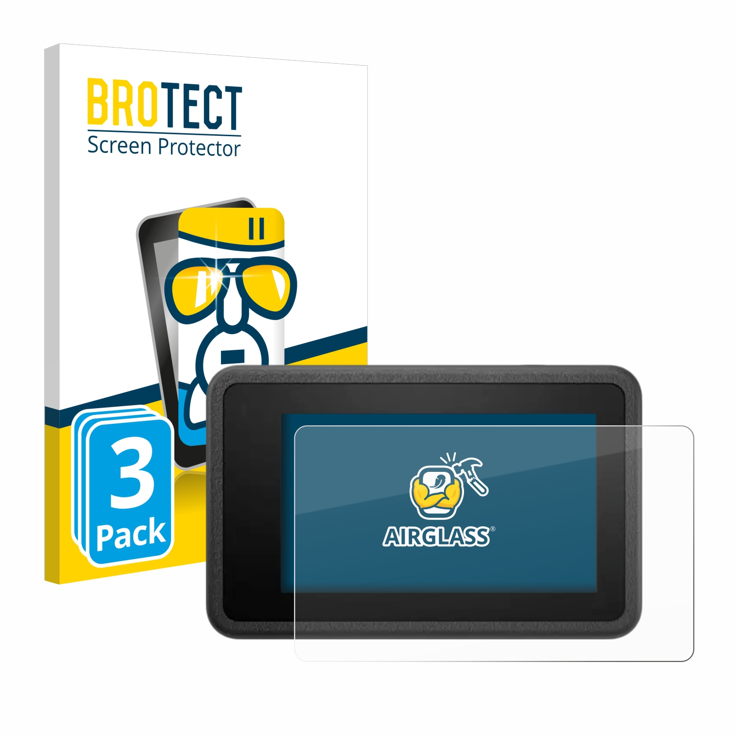 BROTECT 3x Action klare Osmo 4) Airglass Schutzfolie(für DJI