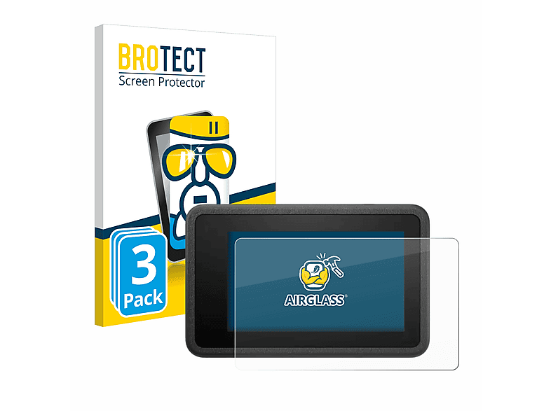 BROTECT 3x Action klare Osmo 4) Airglass Schutzfolie(für DJI