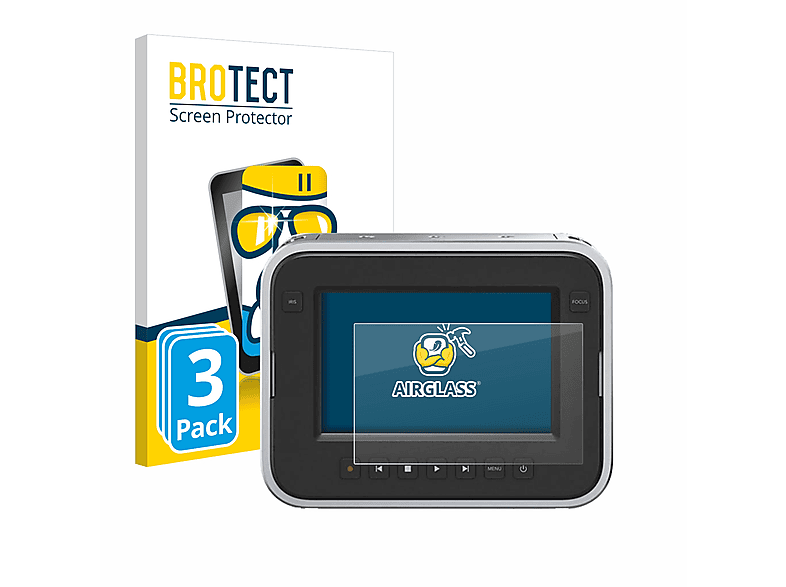 3x BROTECT Production Blackmagic Camera Airglass Schutzfolie(für EF) 4K klare