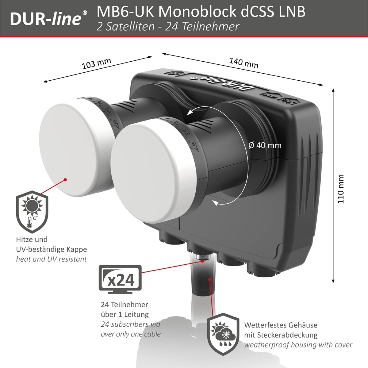 6° Monoblock Sat LNB DUR-LINE Unicable LNB Unicable MB6-UK