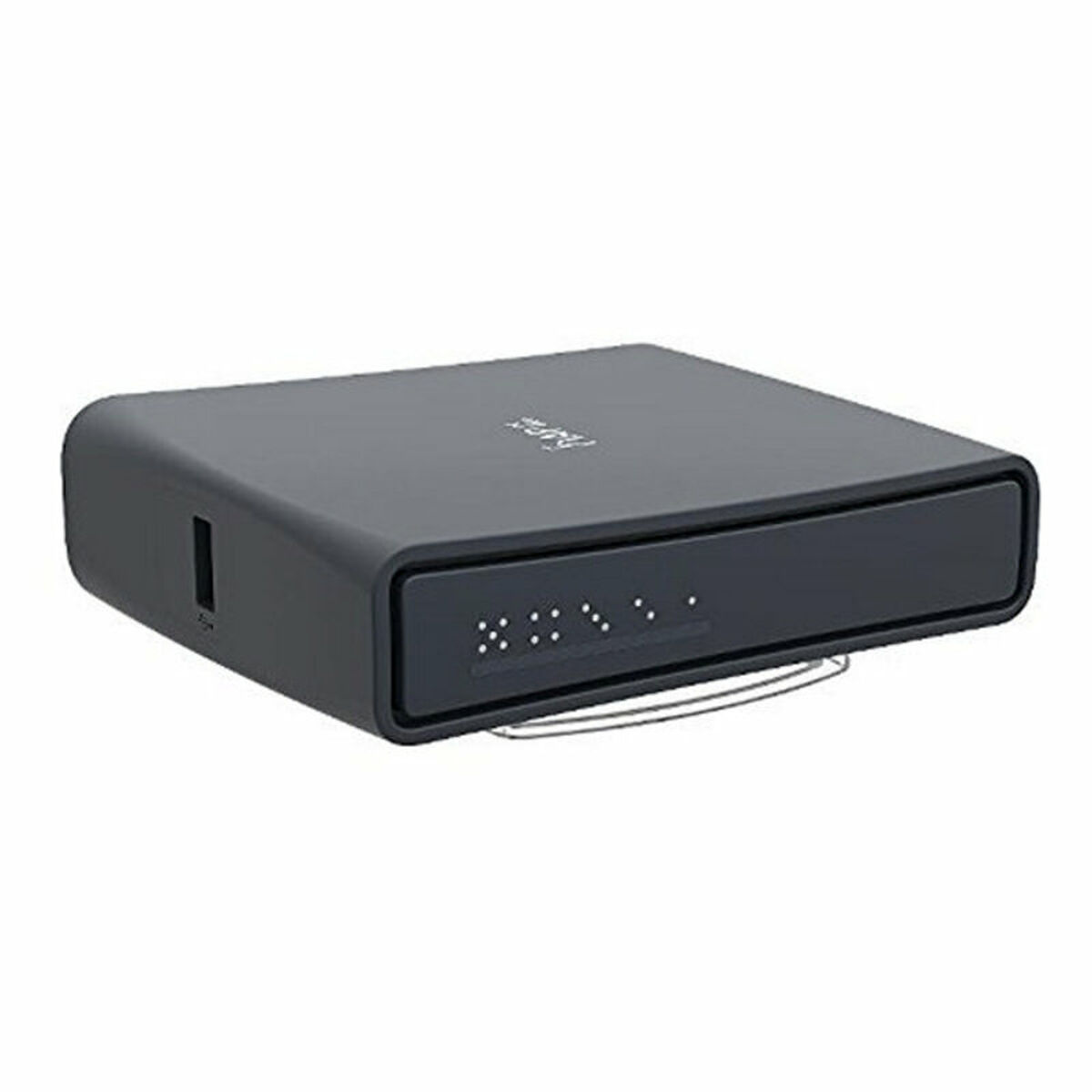 Czarne, prostokątne urządzenie z zakrzywioną górą. Z przodu znajduje się szereg małych świateł.