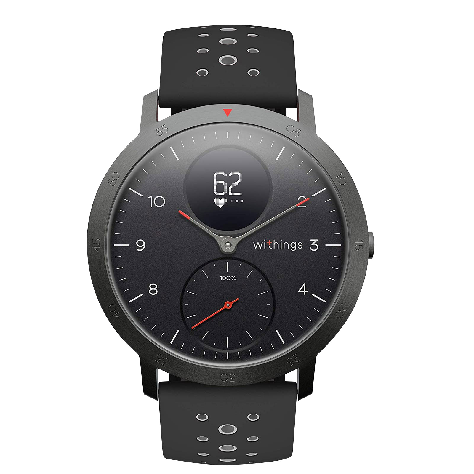 SPORT WITHINGS HR BLACK STEEL Smartwatch Hybrid Silikon, 230 HWA03B-40BLACK Schwarz mm,