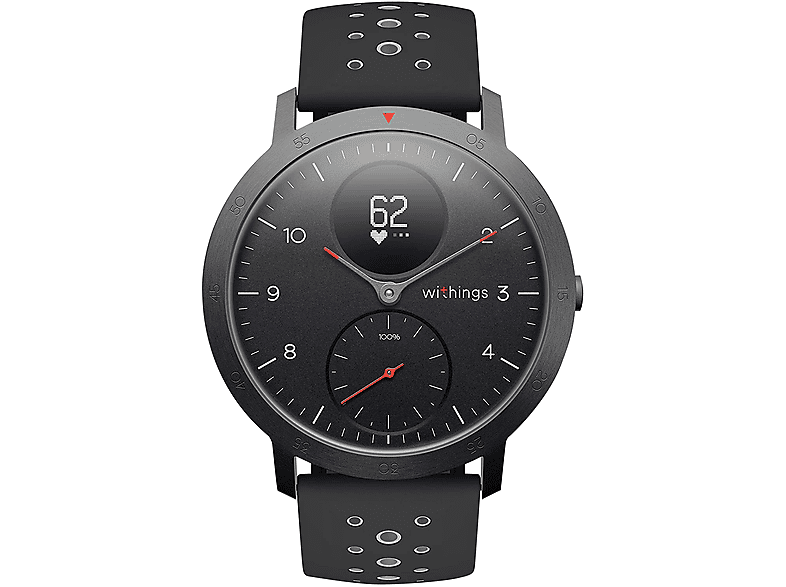Hybrid Silikon, Schwarz WITHINGS STEEL Smartwatch BLACK mm, HWA03B-40BLACK SPORT HR 230