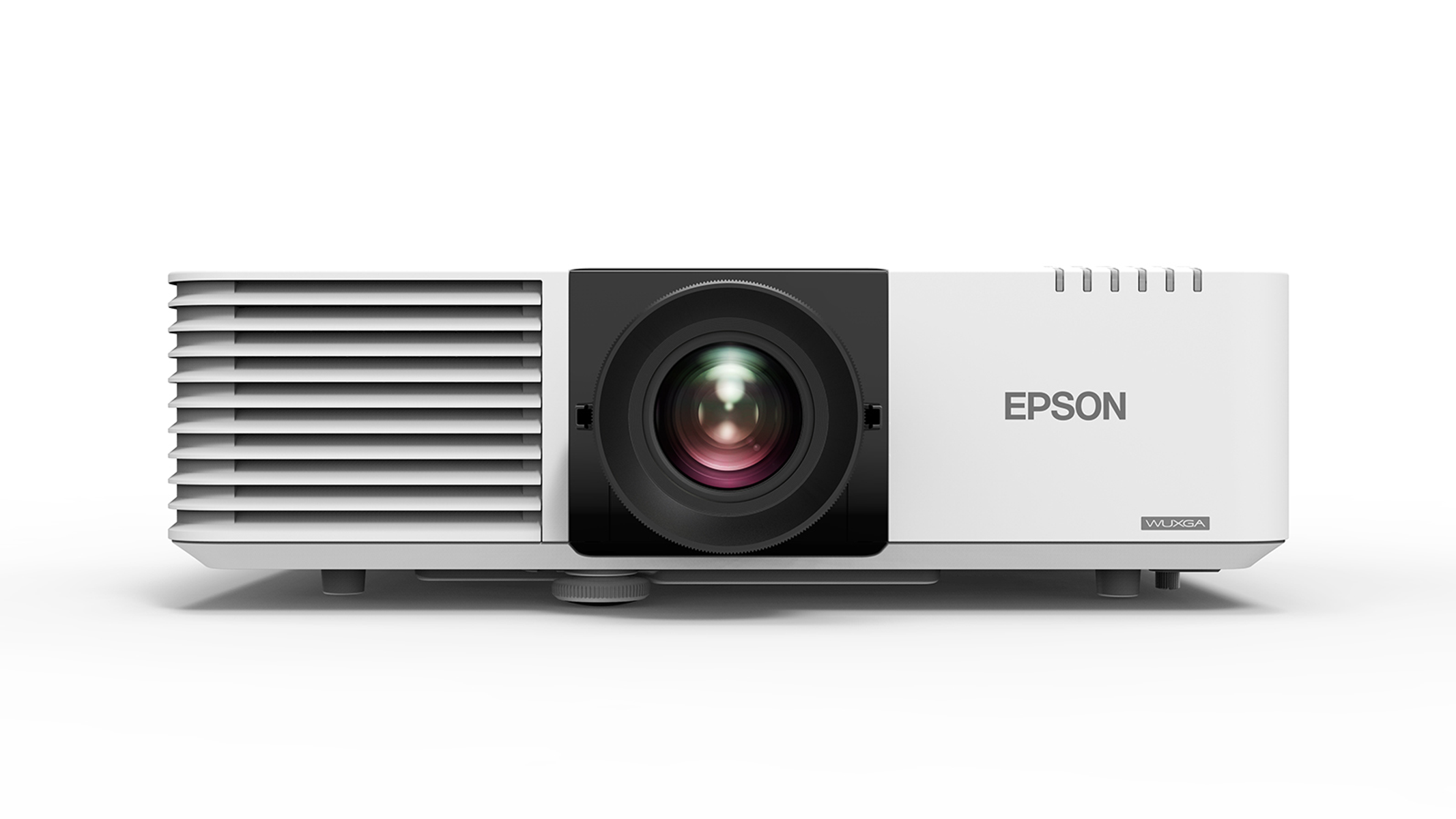 Un projecteur Epson blanc avec une lentille noire et le nom de la marque sur le devant.