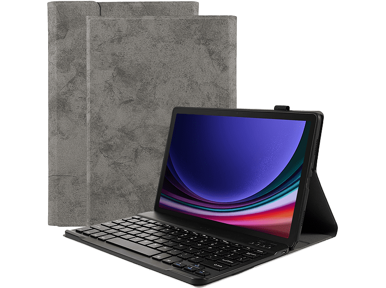 CAZY Tastatur Hülle Galaxy Kompatibel Kunstleer, Tablethülle Backcover Samsung mit für Grau Tab