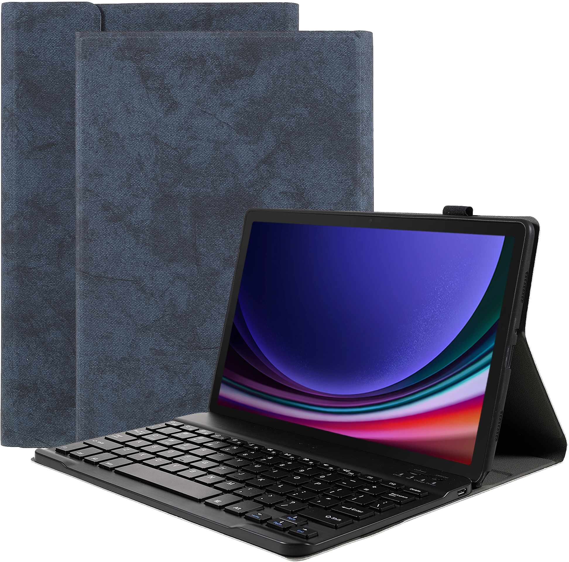 Samsung Kunstleer, mit Kompatibel CAZY Tablethülle Backcover Galaxy Tastatur Blau Hülle Tab für