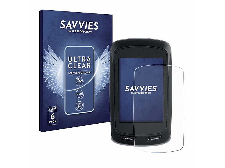 SAVVIES 6x klare Schutzfolie(für Garmin Edge 800)