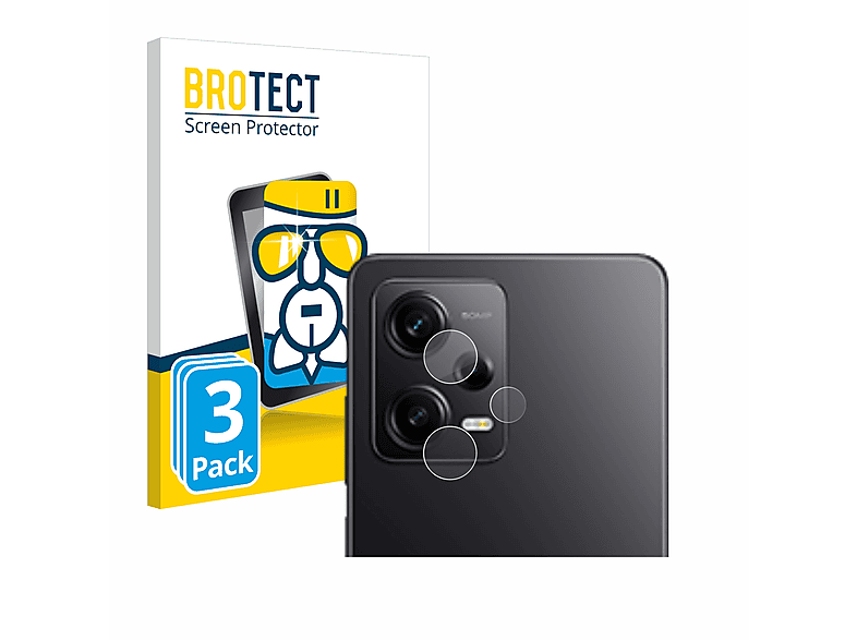 BROTECT 3x Airglass klare Schutzfolie(für Xiaomi Redmi Note 12 Pro 5G (NUR Kamera))