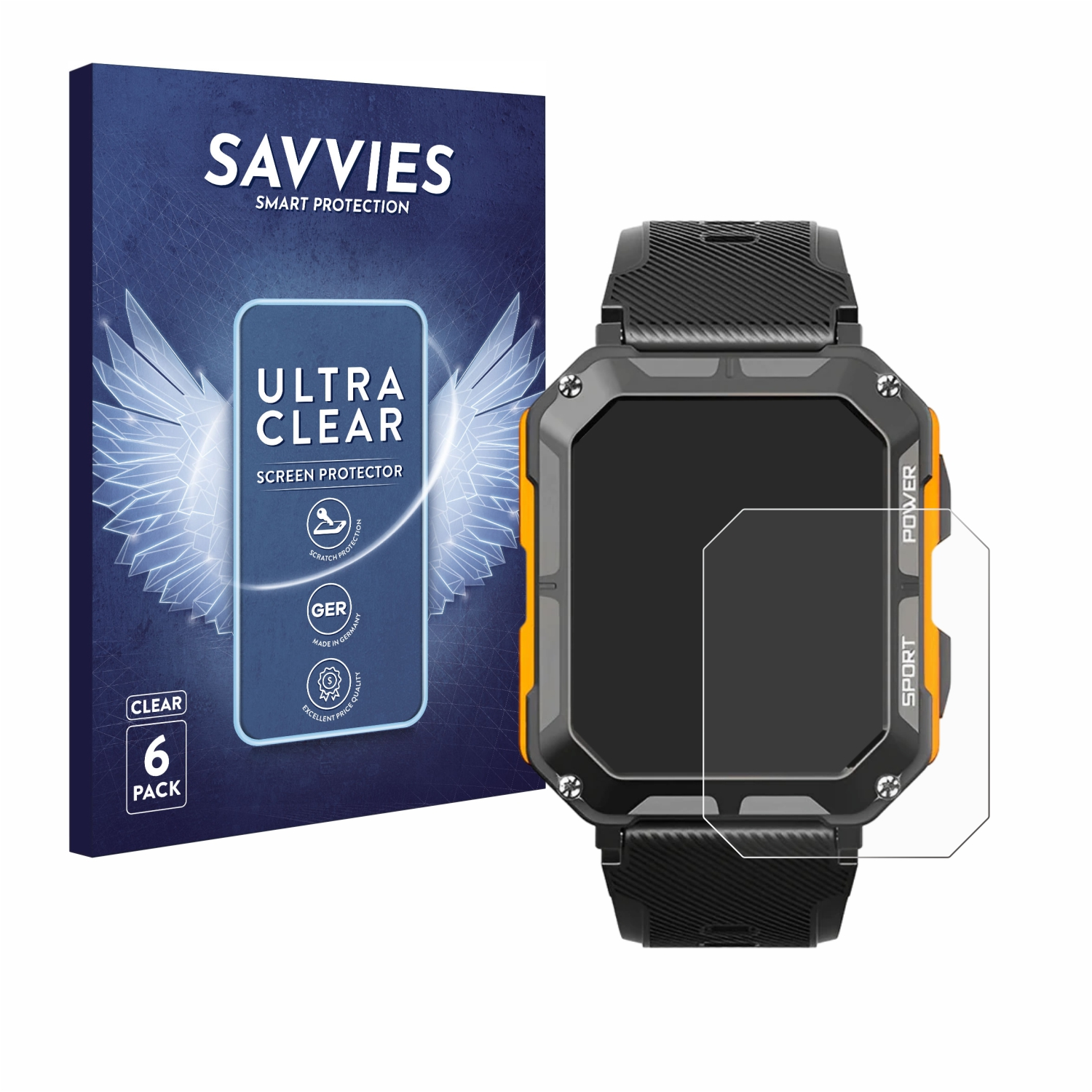 6x klare The Gear Schutzfolie(für Indestructible Smartwatch) SAVVIES Njord
