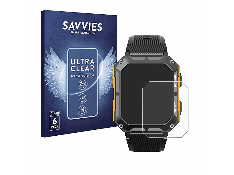 Smartwatch) klare SAVVIES The Njord Schutzfolie(für 6x Gear Indestructible