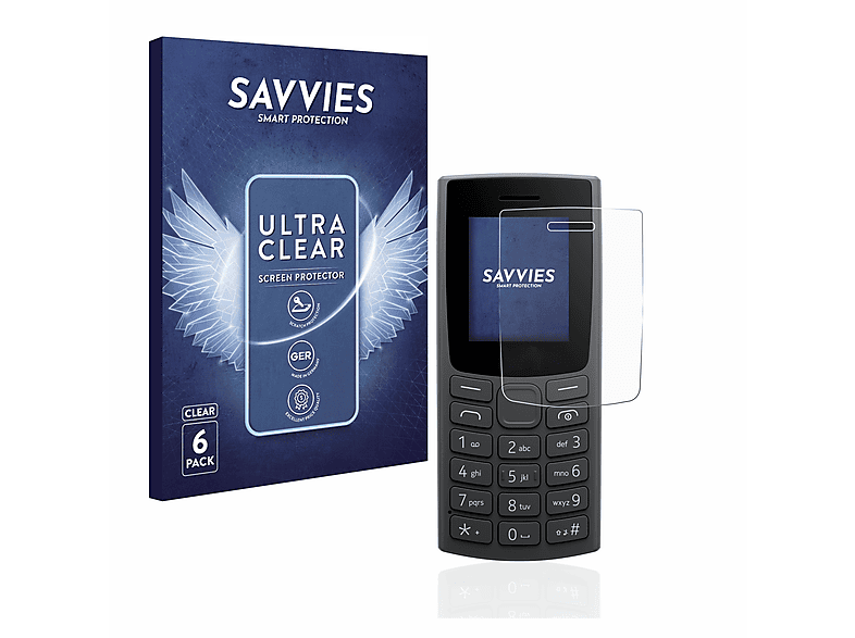 SAVVIES 6x klare Schutzfolie(für Nokia 105 (2023))