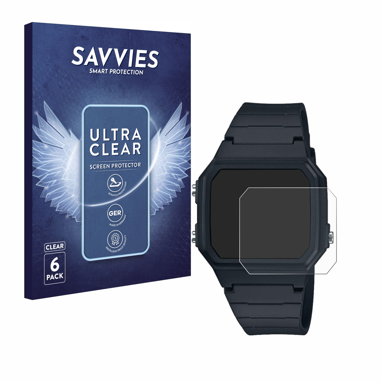 SAVVIES 6x klare Schutzfolie(für Casio W-217H-1AVCF)