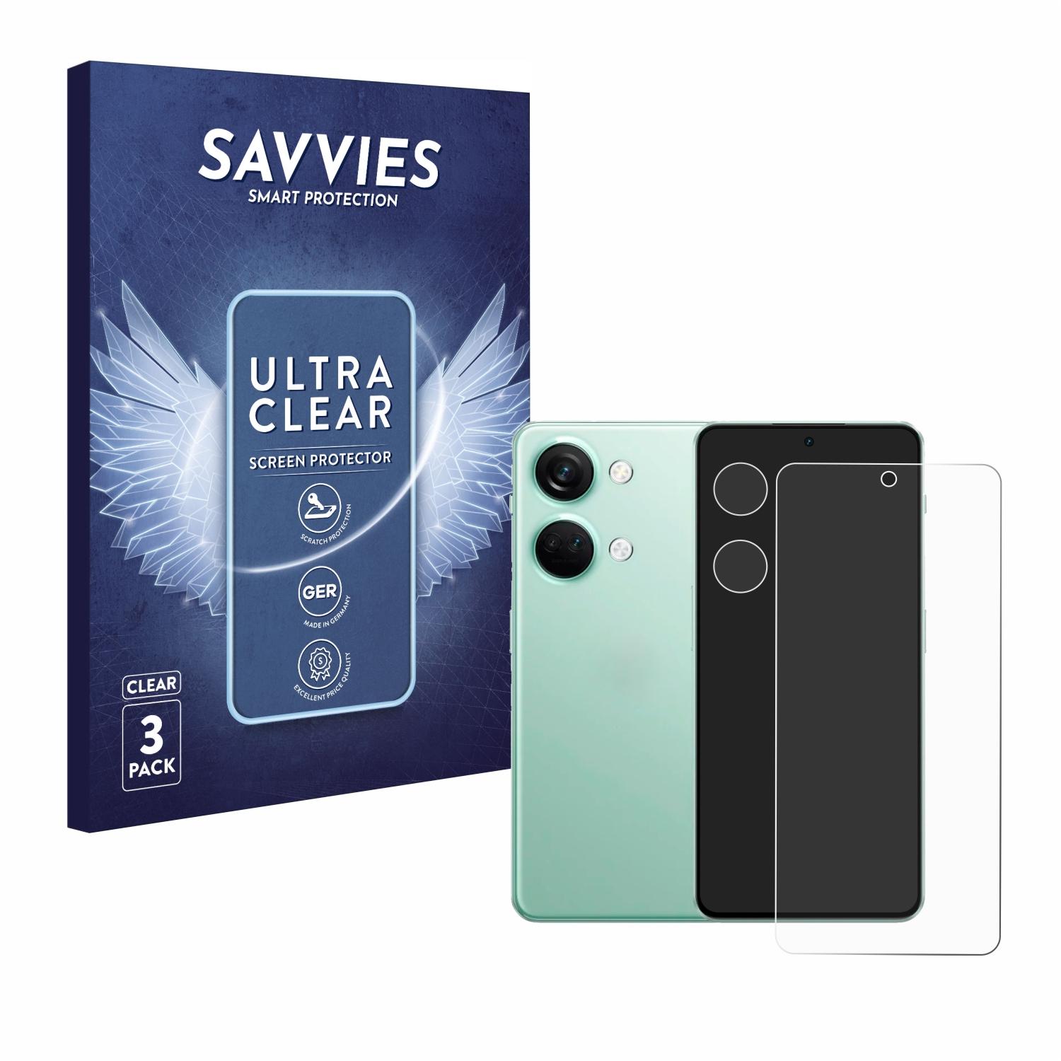 SAVVIES 6x klare Schutzfolie(für 5G) Nord OnePlus 3