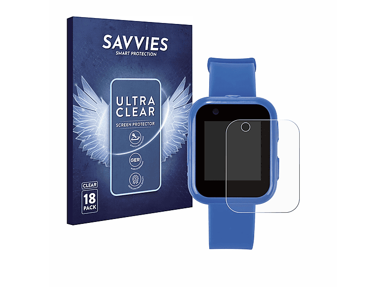SAVVIES 18x Schutzfolie(für klare Kinder SilverCrest Smartwatch)