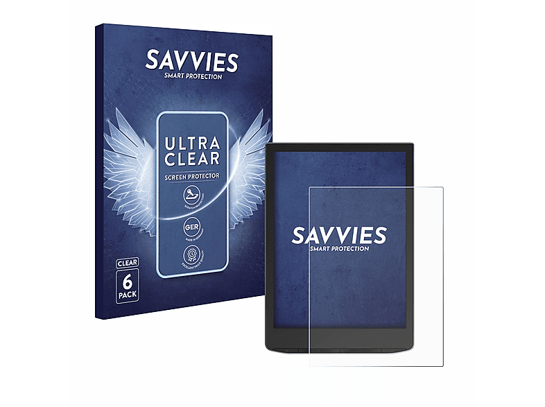 SAVVIES 6x klare Schutzfolie(für PocketBook InkPad Color 2)