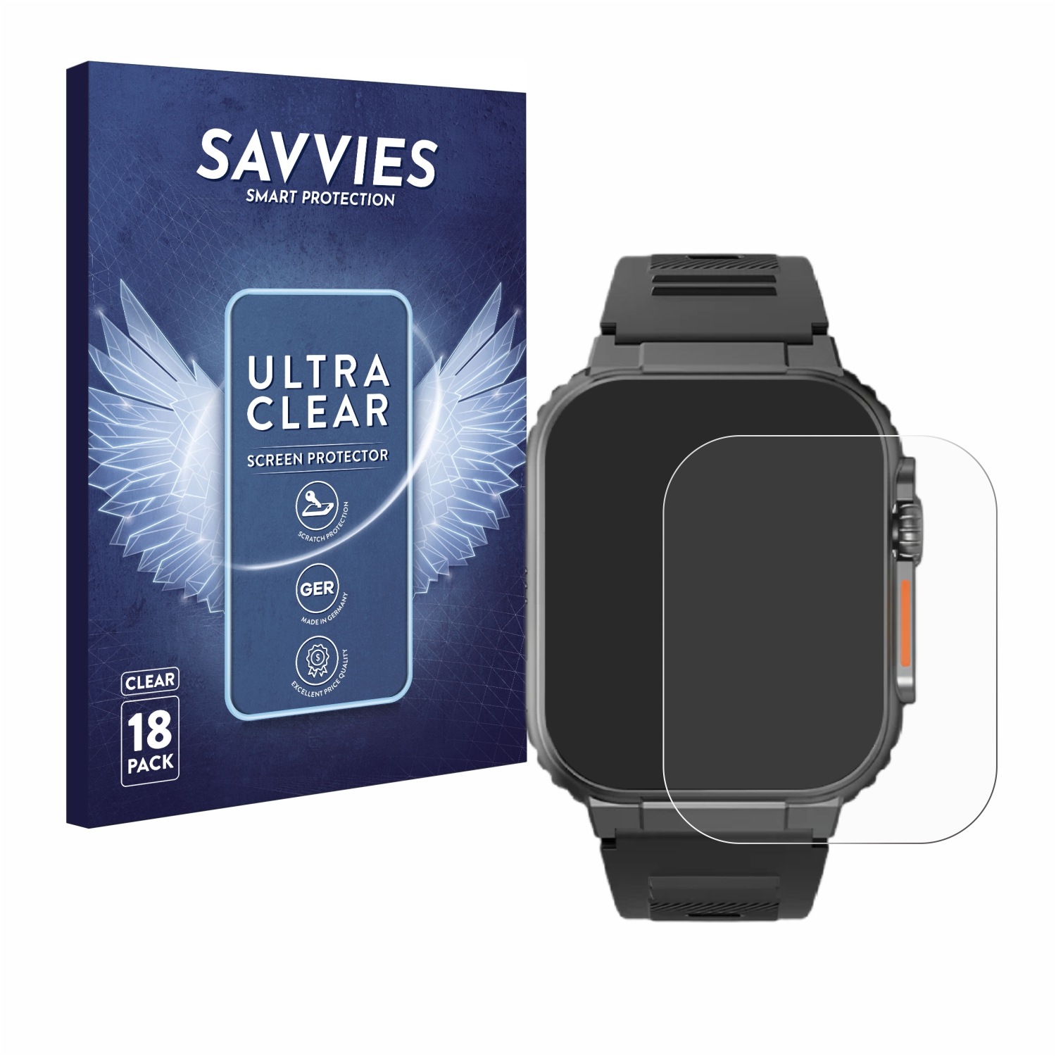 klare Ultra) The Njord 18x Gear SAVVIES Indestructible Smartwatch Schutzfolie(für